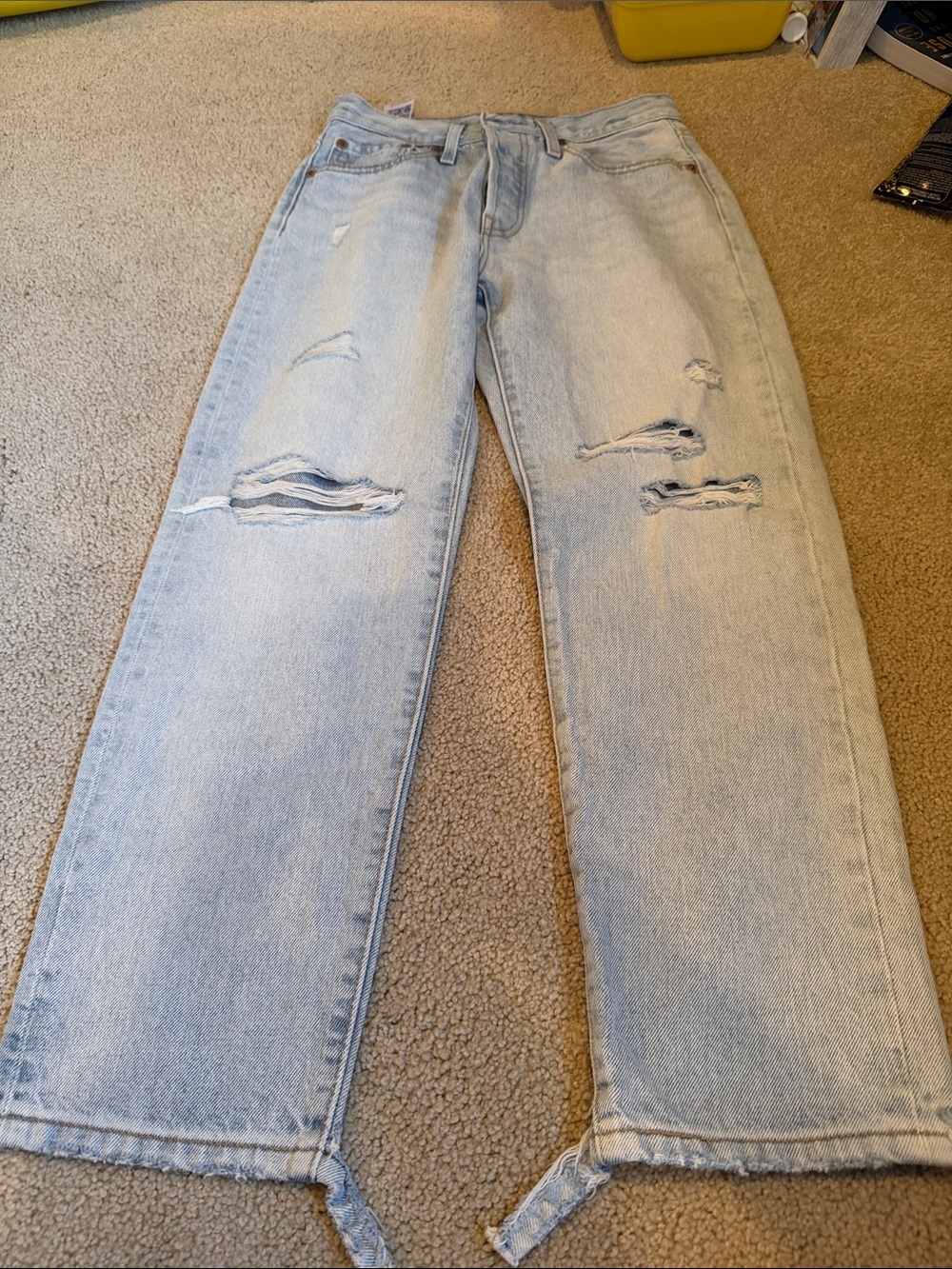 Levi's Women's Light Blue Ripped Boyfriend Jeans